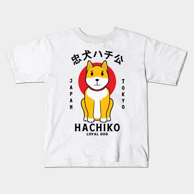 Hachiko Loyal Dog Kids T-Shirt by nefuku